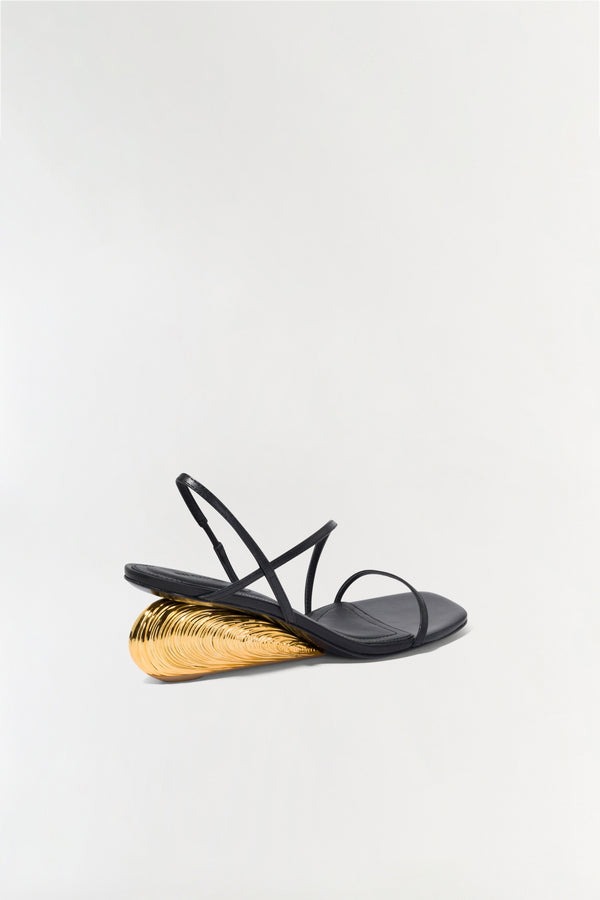 Jonathan Simkhai Bridget Shell Wedge Sandal BLACK GOLD