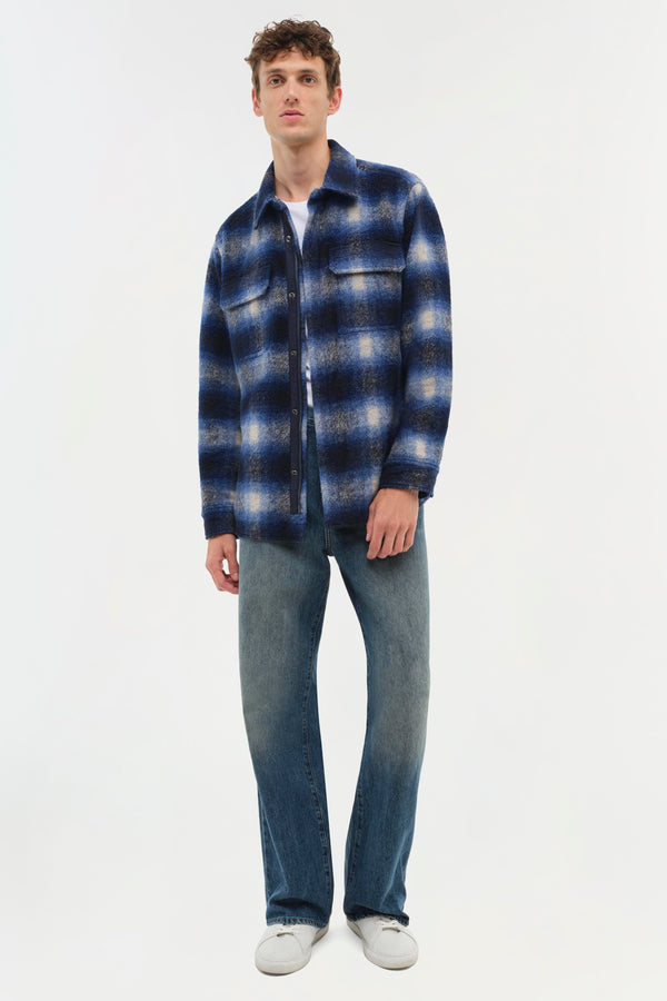 jonathan simkhai Caleb Jacket CHARCOAL GRANITE PLAID