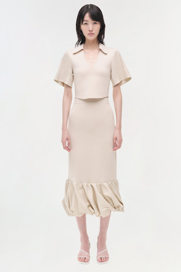Jonathan Simkhai Camille Linen Knit Midi Skirt SAND