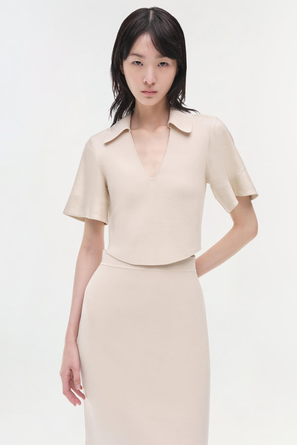 Jonathan Simkhai Camille Linen Knit Midi Skirt SAND