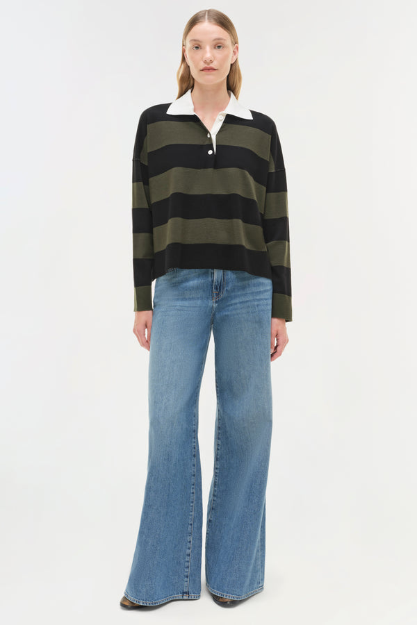 jonathan simkhai Carson Knit Rugby Polo CYPRESS STRIPE