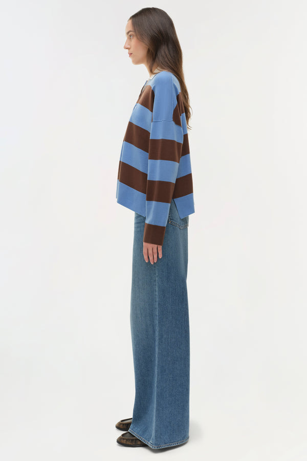 Jonathan Simkhai Carson Knit Rugby Polo HORIZON STRIPE