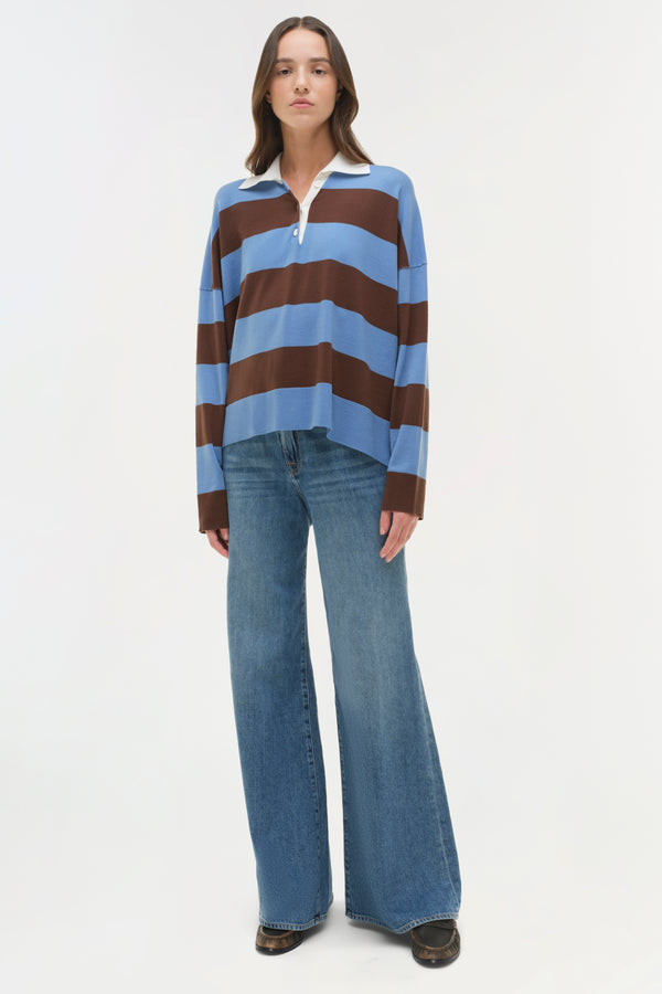 jonathan simkhai Carson Knit Rugby Polo HORIZON STRIPE