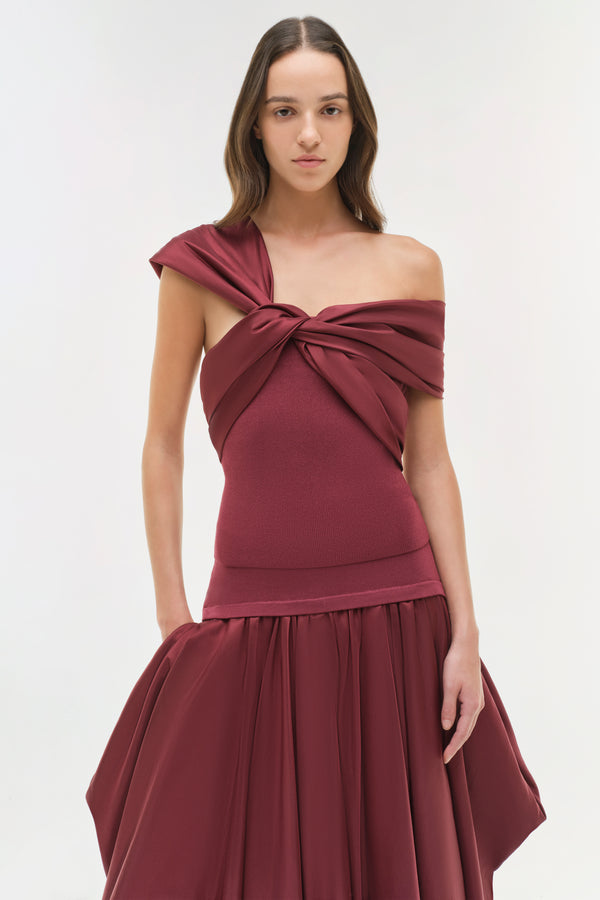 Jonathan Simkhai Celiana Off Shoulder Top CRANBERRY