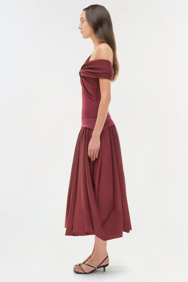 Jonathan Simkhai Celiana Off Shoulder Top CRANBERRY