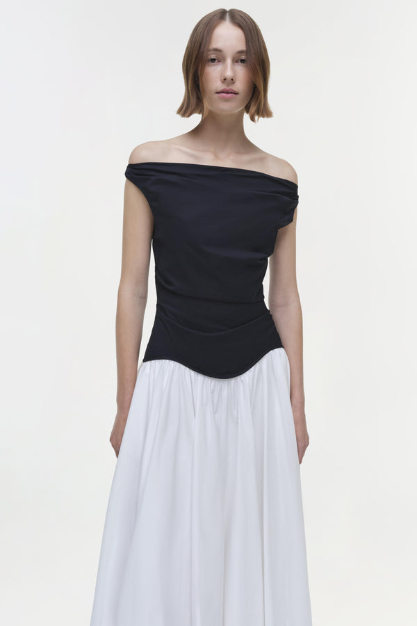 Jonathan Simkhai Cersei Cotton Midi Dress WHITE BLACK MULTI