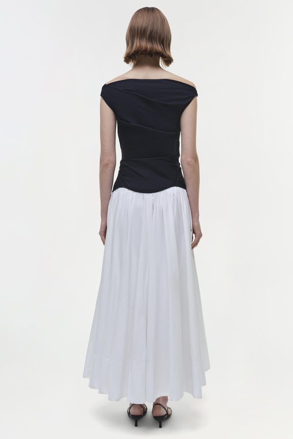 Jonathan Simkhai Cersei Cotton Midi Dress WHITE BLACK MULTI