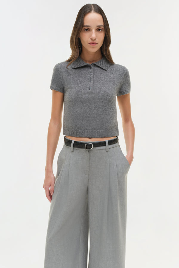Jonathan Simkhai Clayton Wide Leg Pant Heather Grey