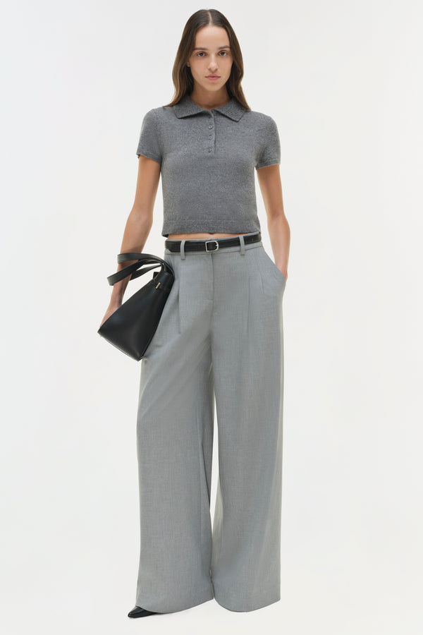 jonathan simkhai Clayton Wide Leg Pant Heather Grey