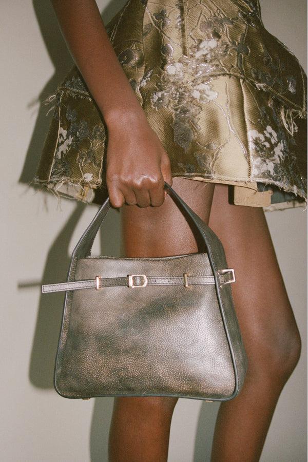 Jonathan Simkhai Cleo Leather Bucket Bag DISTRESSED CHOCOLATE