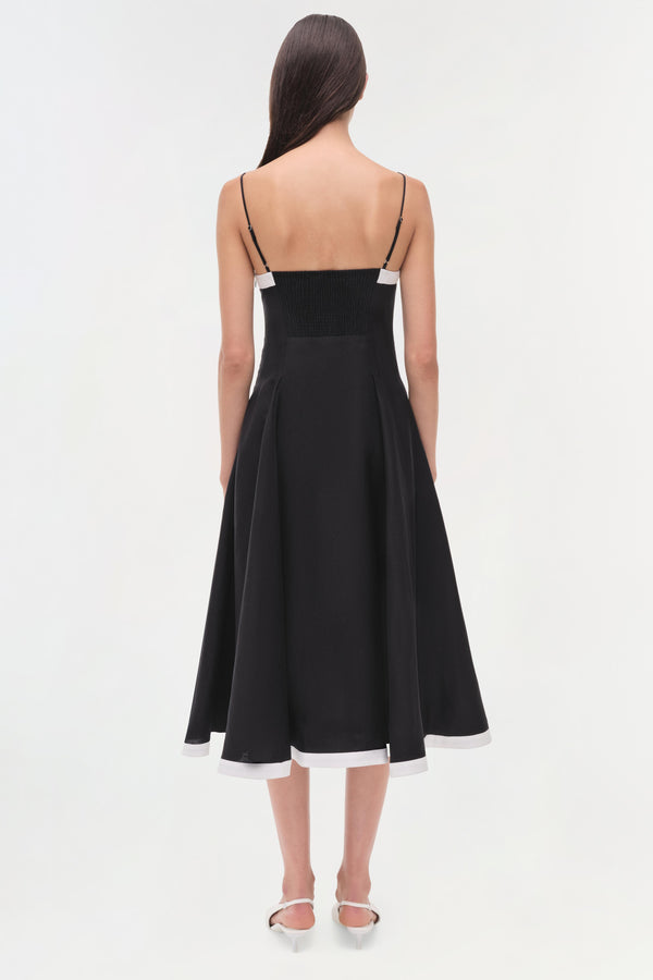 Jonathan Simkhai Cordelia Linen Midi Dress BLACK MULTI