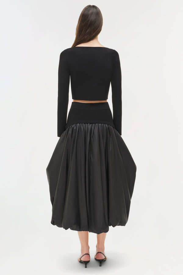 Jonathan Simkhai Corinn Taffeta Knit Midi Skirt Black