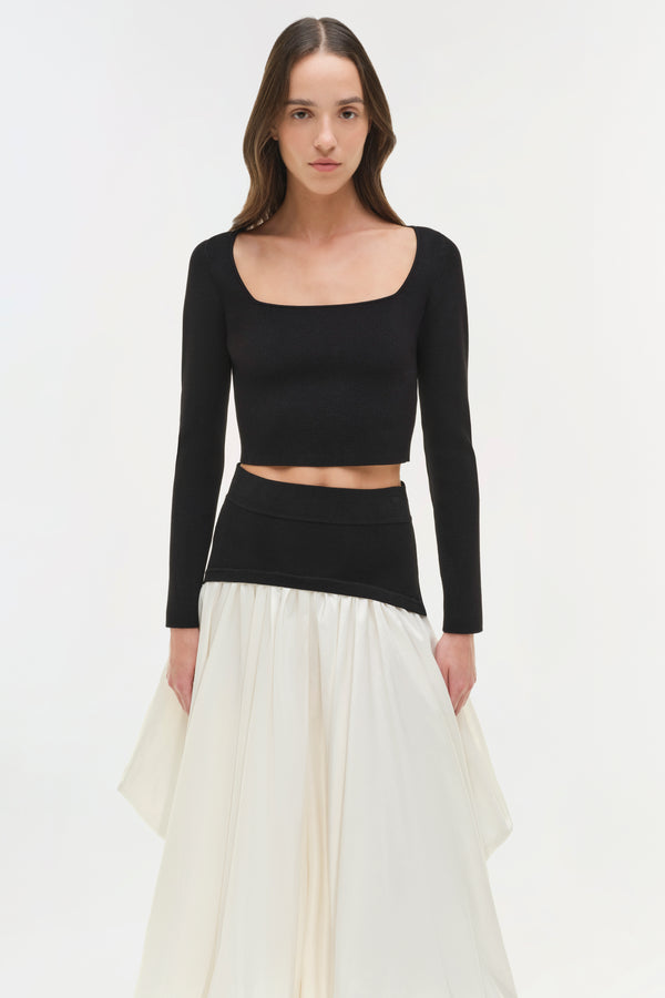 Jonathan Simkhai Corinn Taffeta Knit Midi Skirt BLACK MULTI