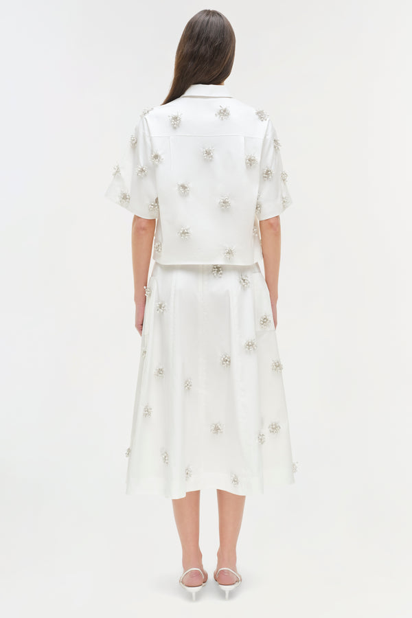 Jonathan Simkhai Cosmo Embellished Camp Shirt WHITE