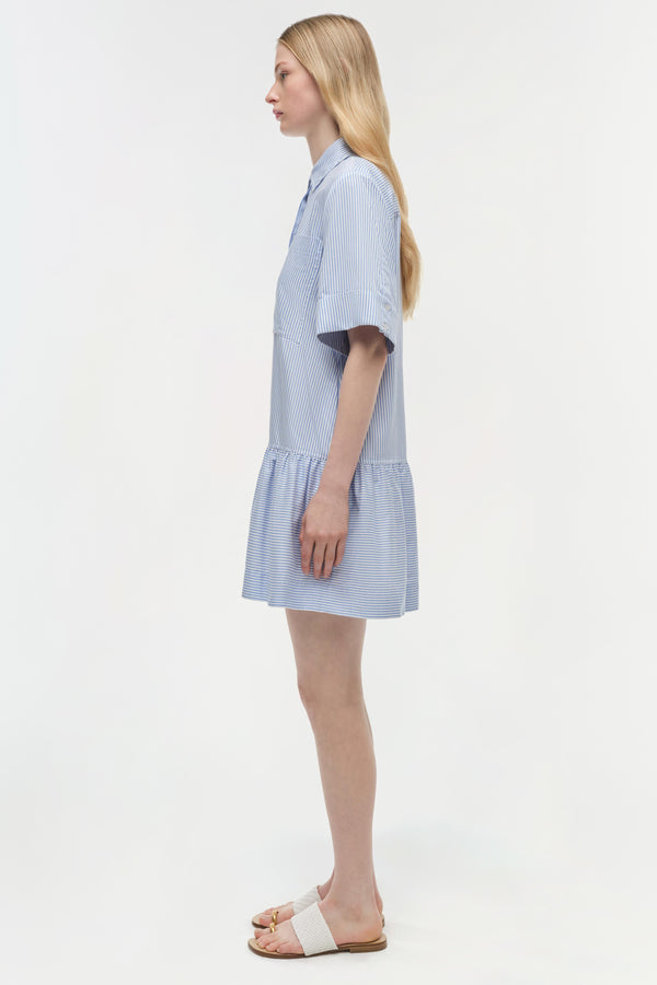Jonathan Simkhai Cris Cotton Mini Dress BLUE HYDRANGEA STRIPE