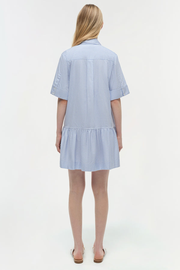 Jonathan Simkhai Cris Cotton Mini Dress BLUE HYDRANGEA STRIPE