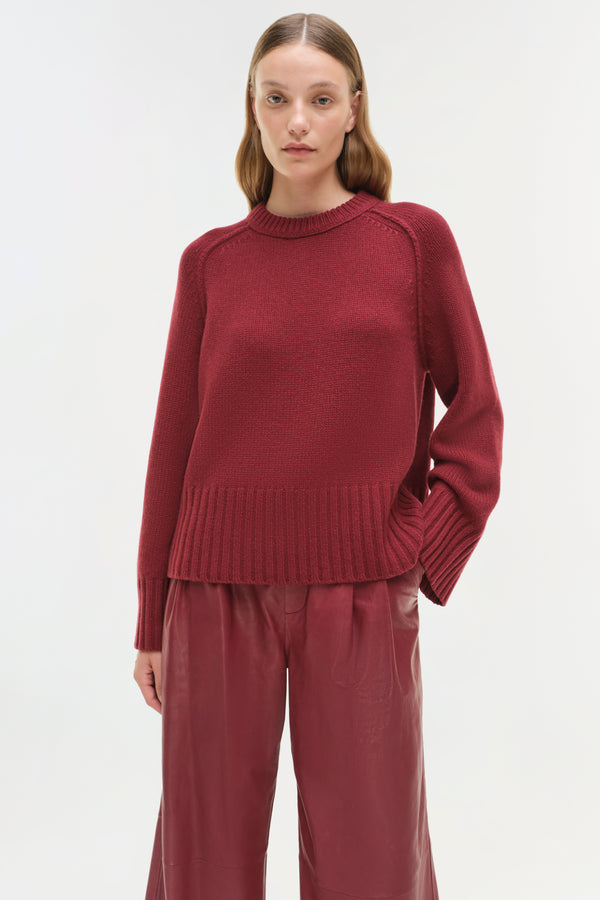 Jonathan Simkhai Curtis Cashmere Crewneck CRANBERRY