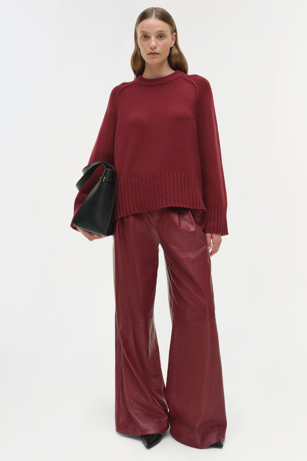 jonathan simkhai Curtis Cashmere Crewneck CRANBERRY