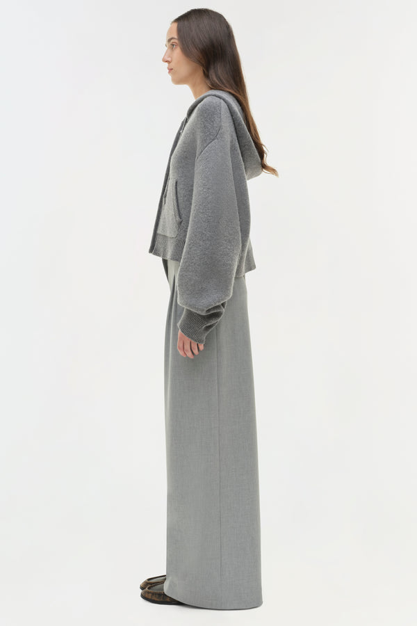 Jonathan Simkhai Dakota Wool Cropped Hoodie Heather Grey