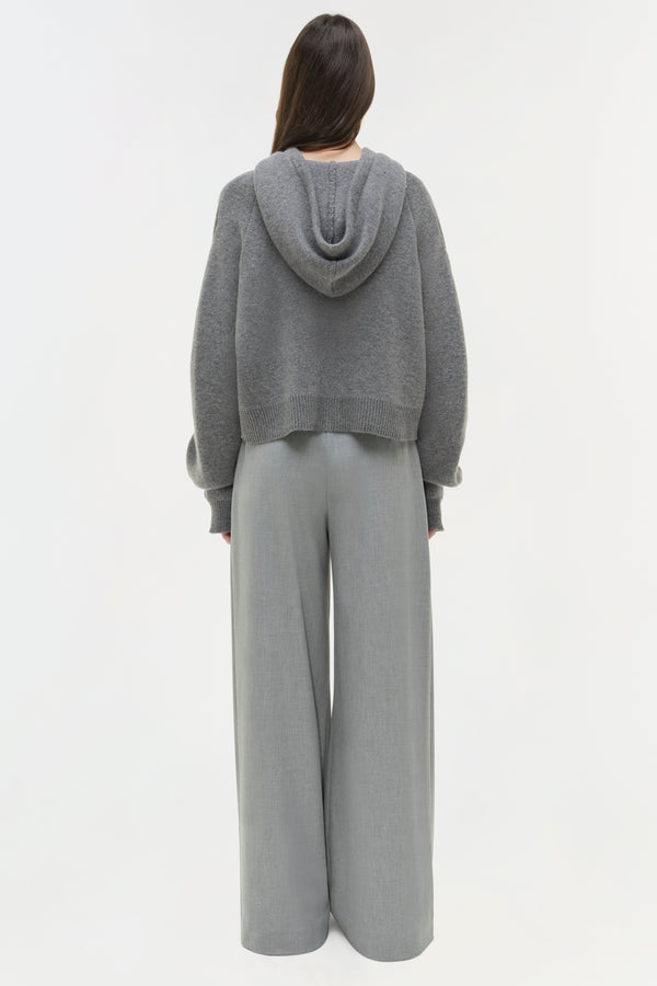 Jonathan Simkhai Dakota Wool Cropped Hoodie Heather Grey