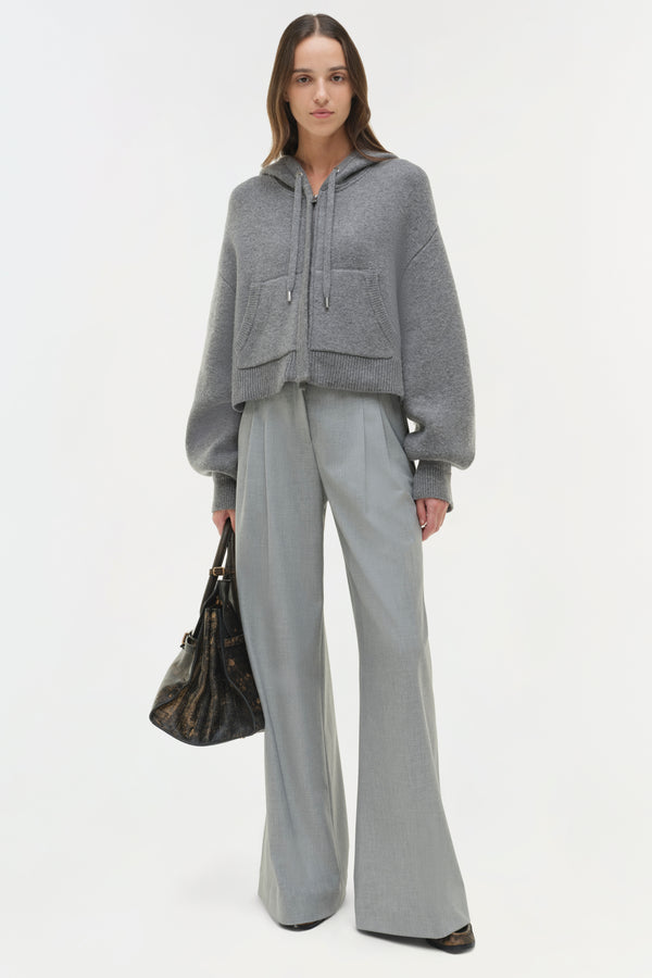jonathan simkhai Dakota Wool Cropped Hoodie Heather Grey