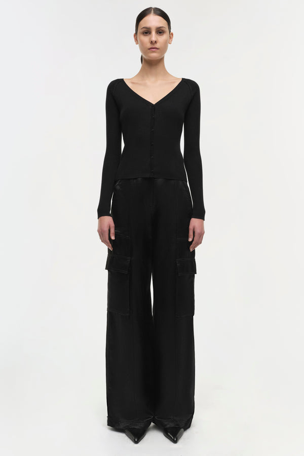 Jonathan Simkhai Darlene Silk Cashmere Cardigan BLACK