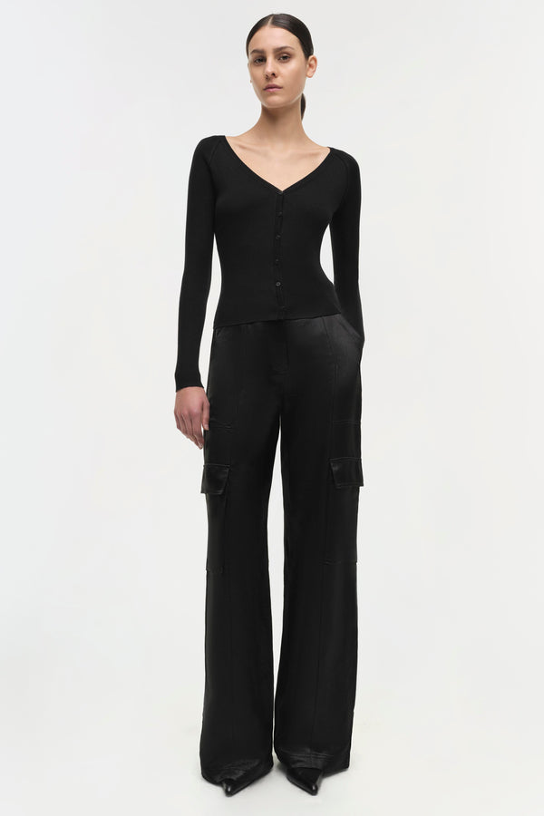 jonathan simkhai Darlene Silk Cashmere Cardigan BLACK