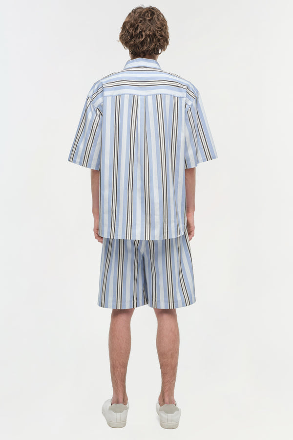 Jonathan Simkhai Deacon Oversized Poplin Shirt BLUE MULTI STRIPE