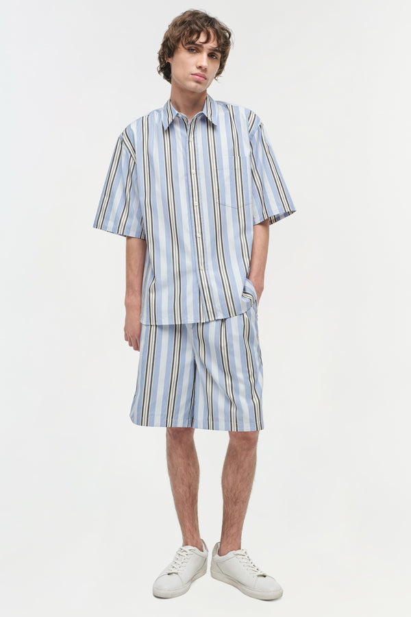 jonathan simkhai Deacon Oversized Poplin Shirt BLUE MULTI STRIPE
