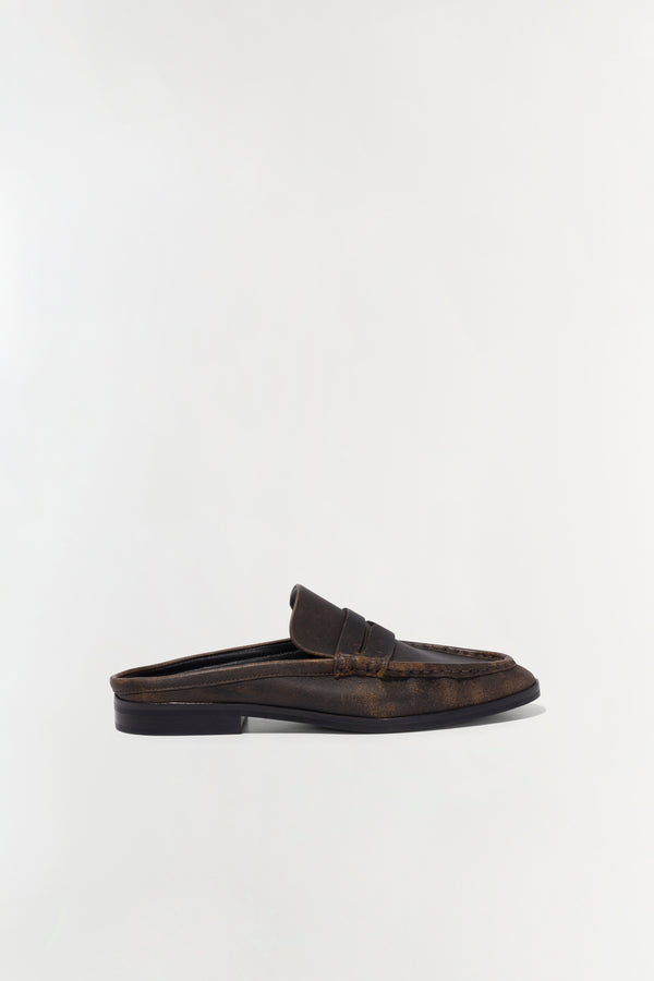 jonathan simkhai Dean Leather Loafer DISTRESSED CHOCOLATE