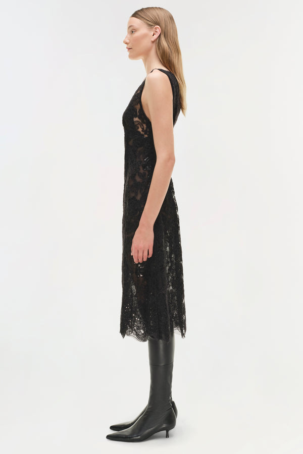 Jonathan Simkhai Delphine Sequin Lace Midi Dress Black
