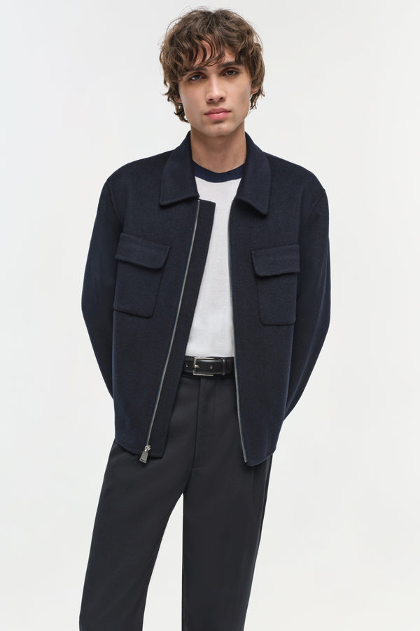 Jonathan Simkhai Dennis Wool Zip Up Jacket Midnight
