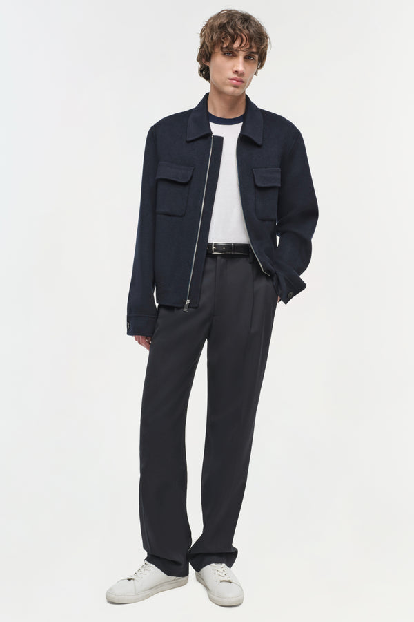 jonathan simkhai Dennis Wool Zip Up Jacket Midnight