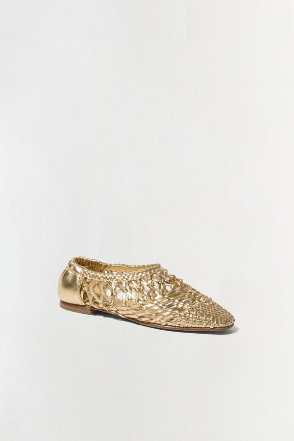 Jonathan Simkhai Eden Metallic Open Weave Flat GOLD