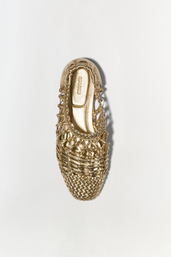 Jonathan Simkhai Eden Metallic Open Weave Flat GOLD