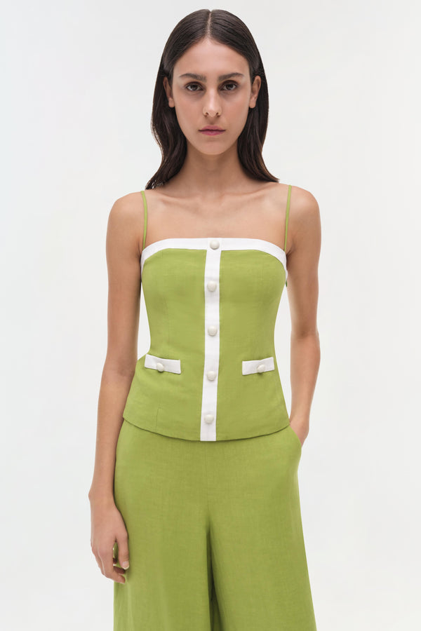 Jonathan Simkhai Eleanor Button Down Cami KIWI MULTI