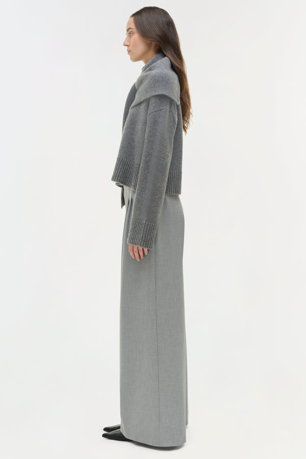 Jonathan Simkhai Elson Wool Cashmere Scarf Sweater Heather Grey