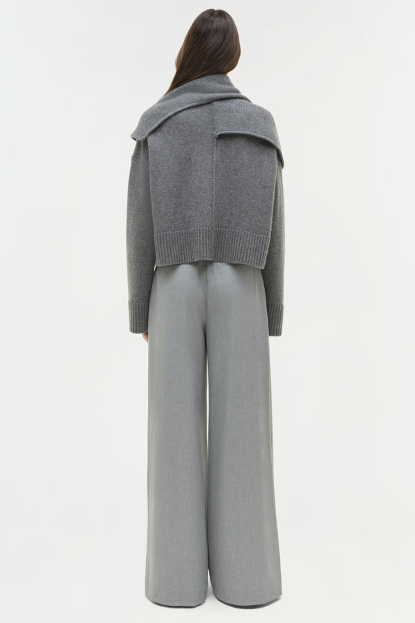 Jonathan Simkhai Elson Wool Cashmere Scarf Sweater Heather Grey