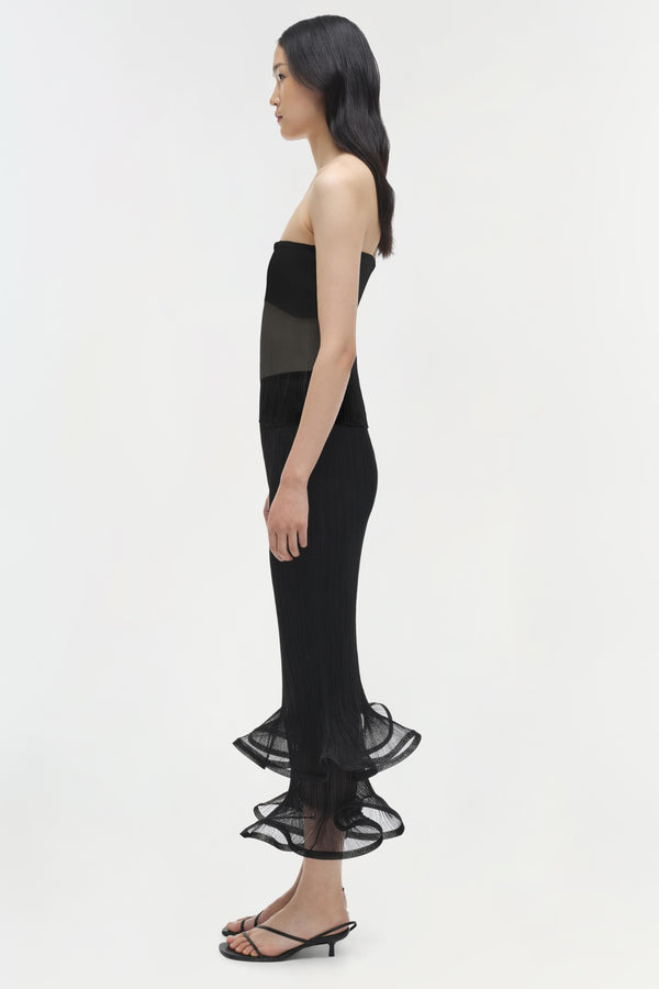 Jonathan Simkhai Emberly Strapless Plisse Top BLACK