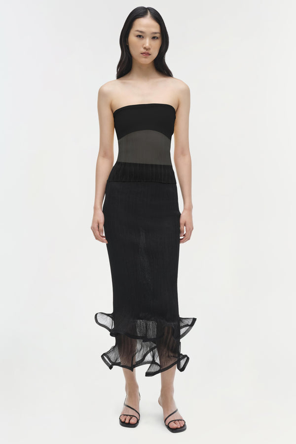 jonathan simkhai Emberly Strapless Plisse Top BLACK