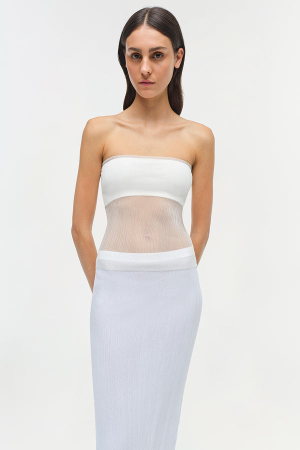 Jonathan Simkhai Emberly Strapless Plisse Top Ivory