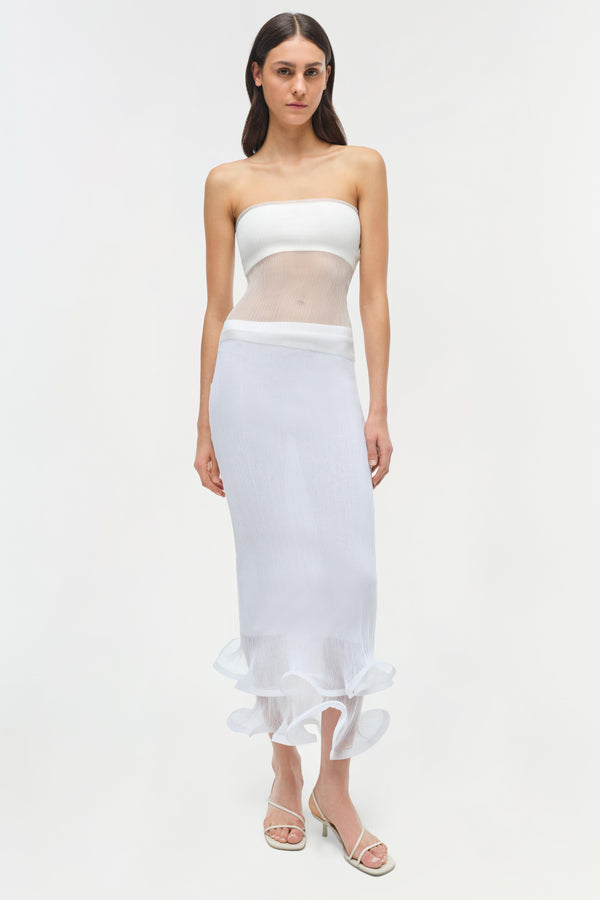 jonathan simkhai Emberly Strapless Plisse Top Ivory