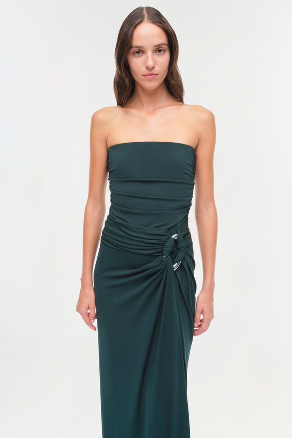 Jonathan Simkhai Emma Strapless Jersey Gown EMERALD