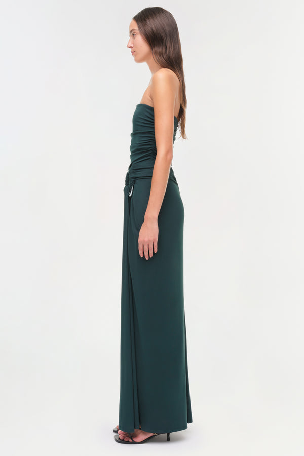 Jonathan Simkhai Emma Strapless Jersey Gown EMERALD