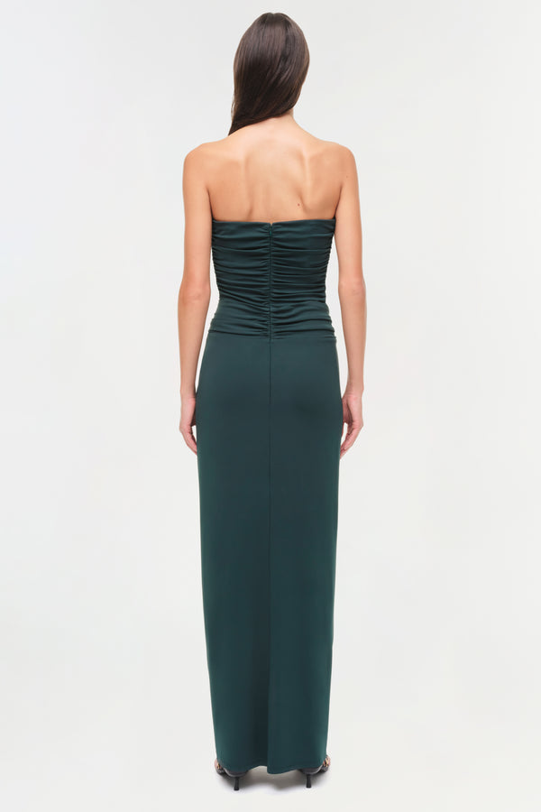 Jonathan Simkhai Emma Strapless Jersey Gown EMERALD