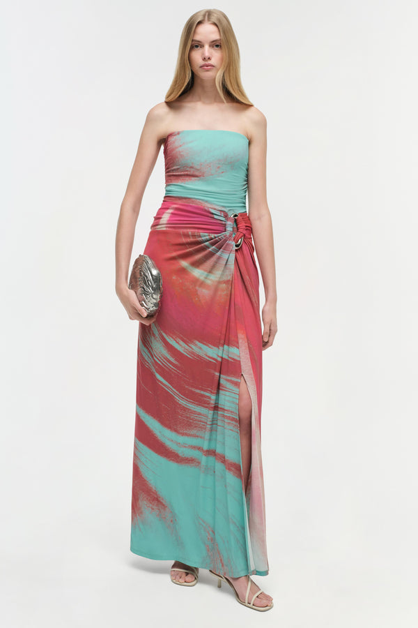 jonathan simkhai Emma Strapless Jersey Gown MINT MARBLE PRINT