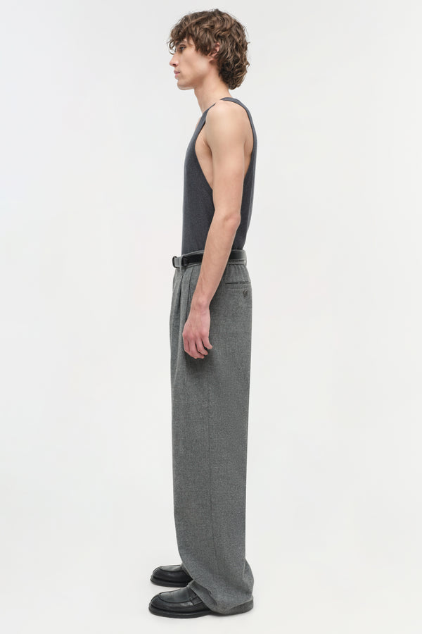Jonathan Simkhai Falcon Pleated Wide Leg Pants CHARCOAL MELANGE