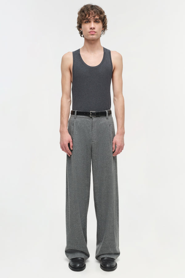 Jonathan Simkhai Falcon Pleated Wide Leg Pants CHARCOAL MELANGE