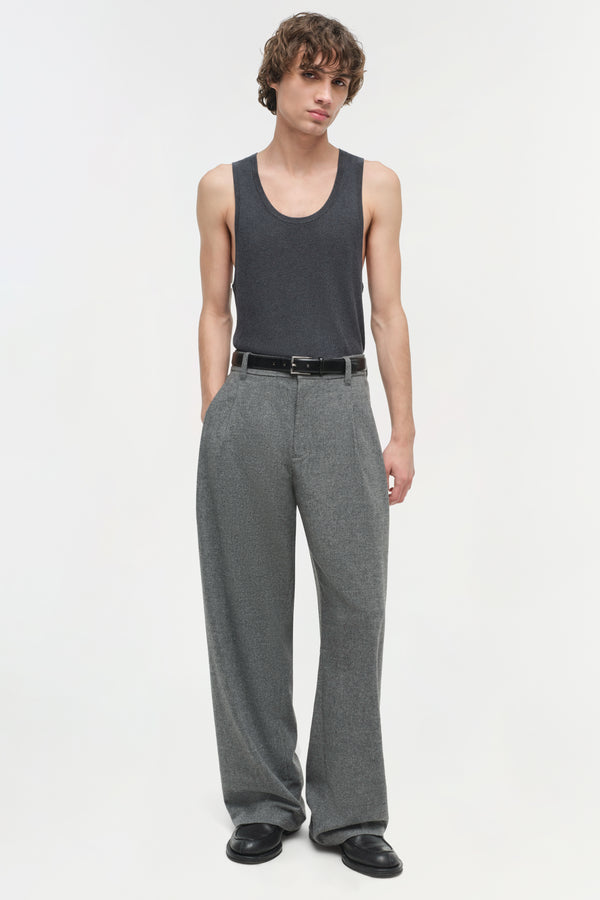 jonathan simkhai Falcon Pleated Wide Leg Pants CHARCOAL MELANGE