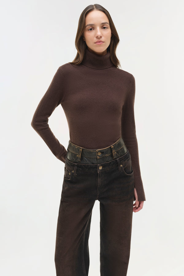 Jonathan Simkhai Fenwick Cashmere Turtleneck CHOCOLATE